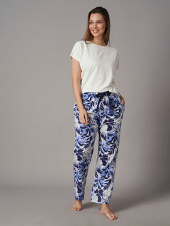 Women's Navy 100% Cotton Regular Fit Pyjama