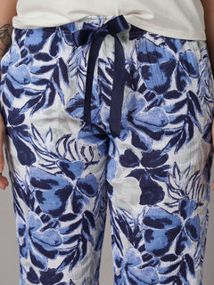 Women's Navy 100% Cotton Regular Fit Pyjama