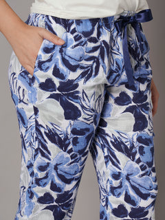 Women's Navy 100% Cotton Regular Fit Pyjama