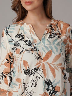 Women's Beige 100% Viscose Regular Fit Blouse