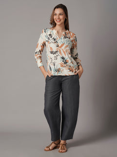 Women's Beige 100% Viscose Regular Fit Blouse