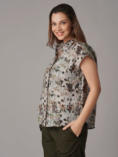 Women's 100% Linen Relax Fit Blouse Sage