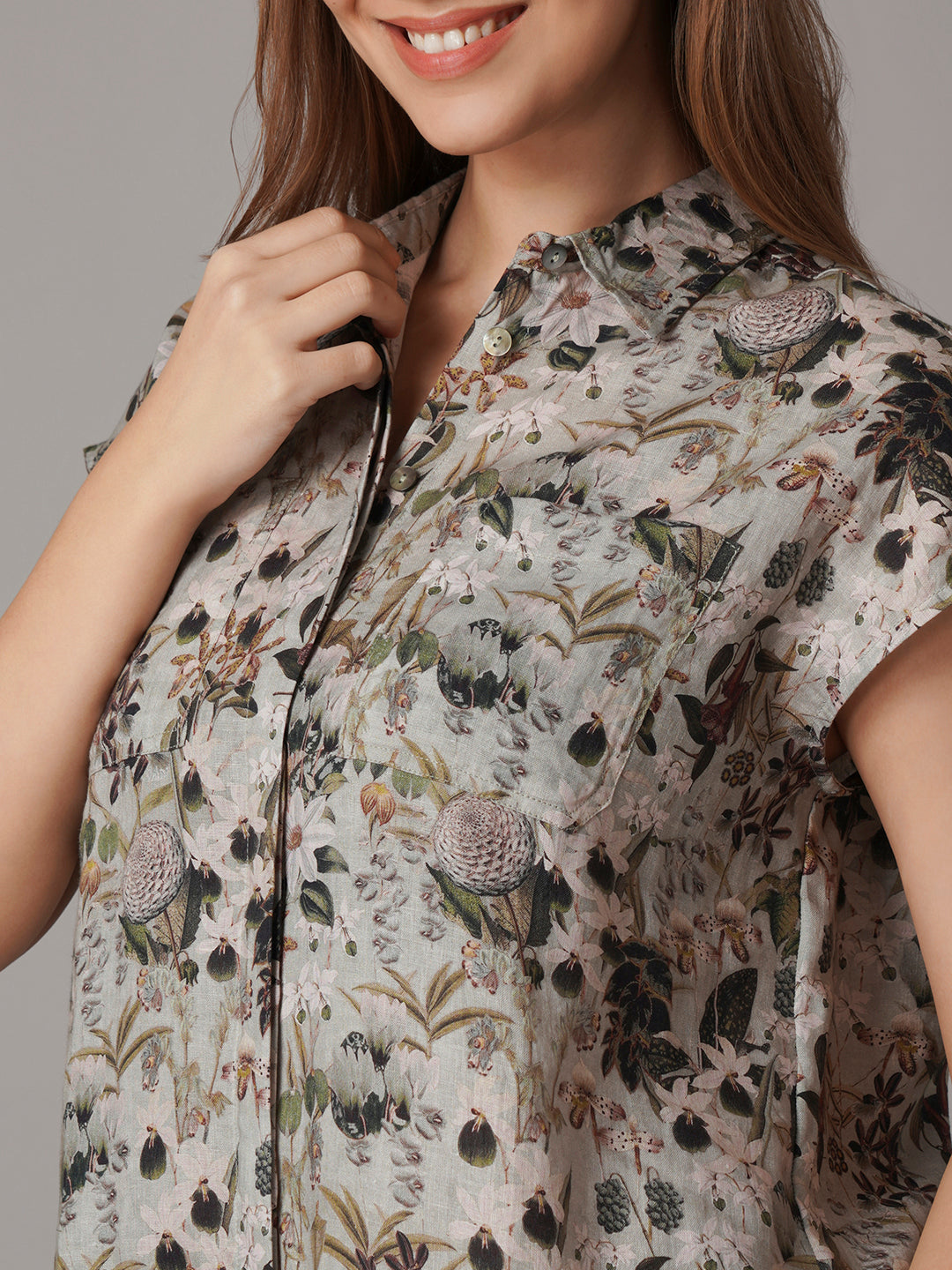 Women's 100% Linen Relax Fit Blouse Sage