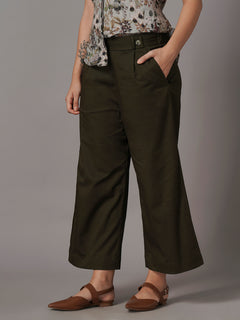 Women's Cotton Lycra Regular Fit Culotte Olive