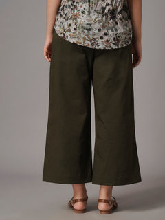 Women's Cotton Lycra Regular Fit Culotte Olive