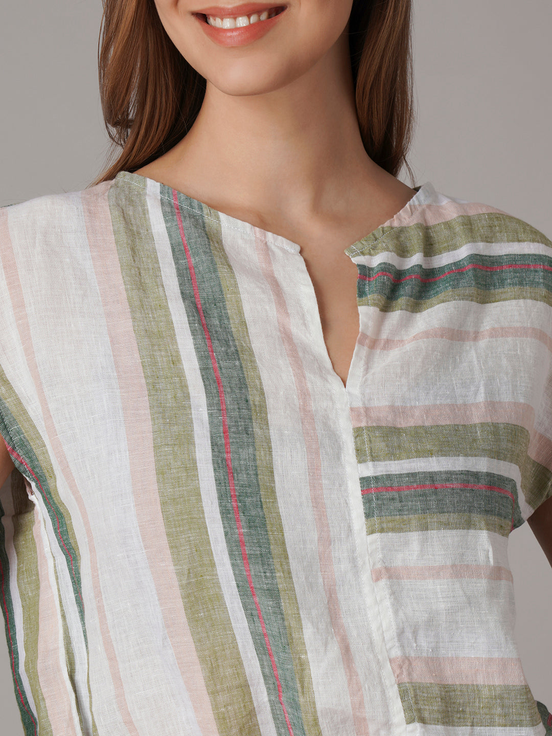 Women's 100% Linen Regular Fit Blouse Multi