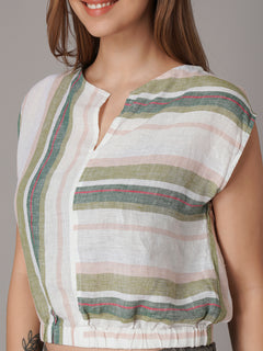 Women's 100% Linen Regular Fit Blouse Multi