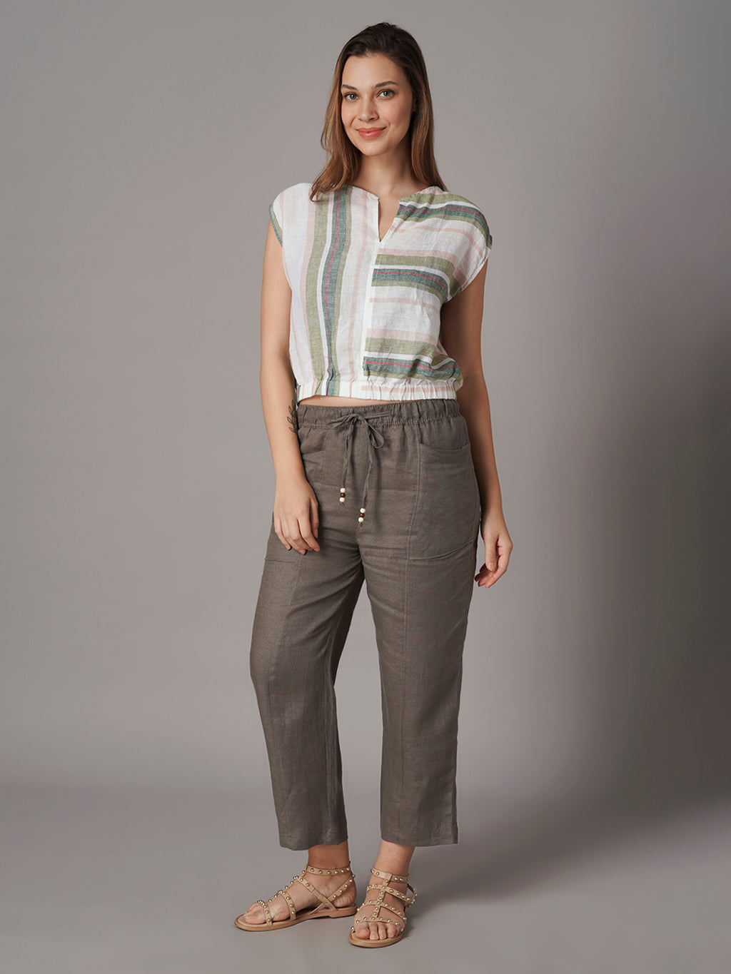 Women's 100% Linen Regular Fit Blouse Multi