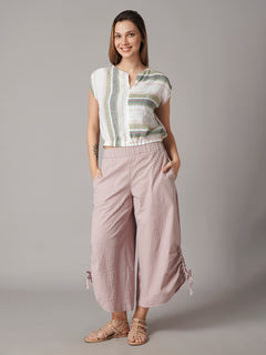 Women's Cotton Lycra Regular Fit Culotte Rose