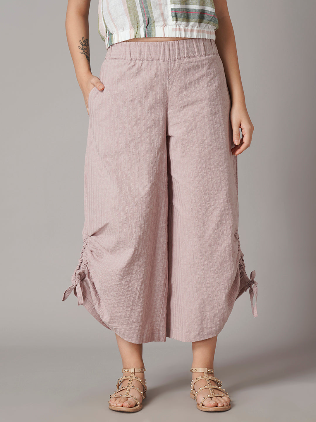 Women's Cotton Lycra Regular Fit Culotte Rose