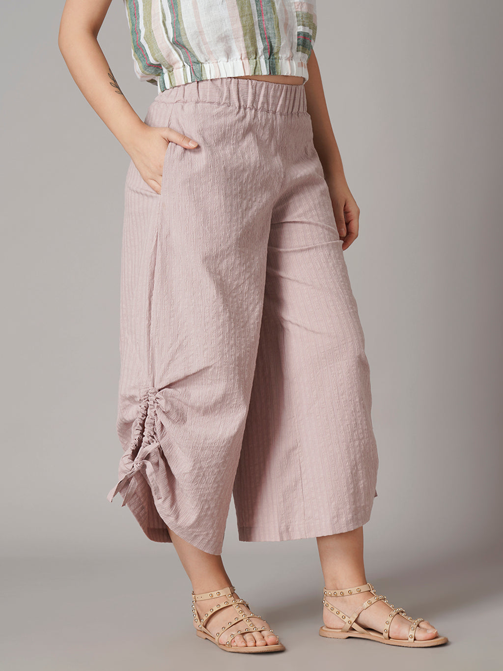 Women's Cotton Lycra Regular Fit Culotte Rose