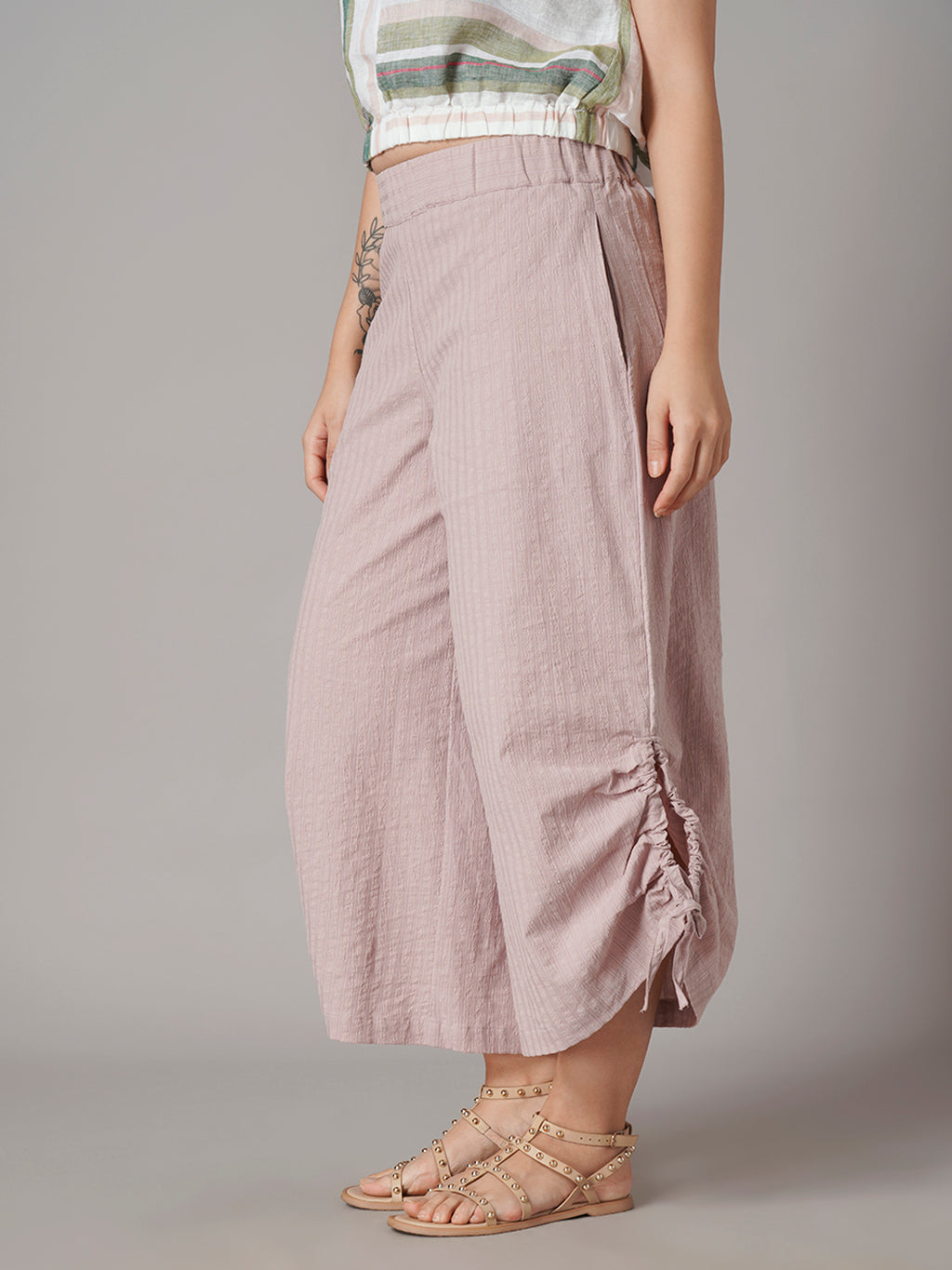 Women's Cotton Lycra Regular Fit Culotte Rose