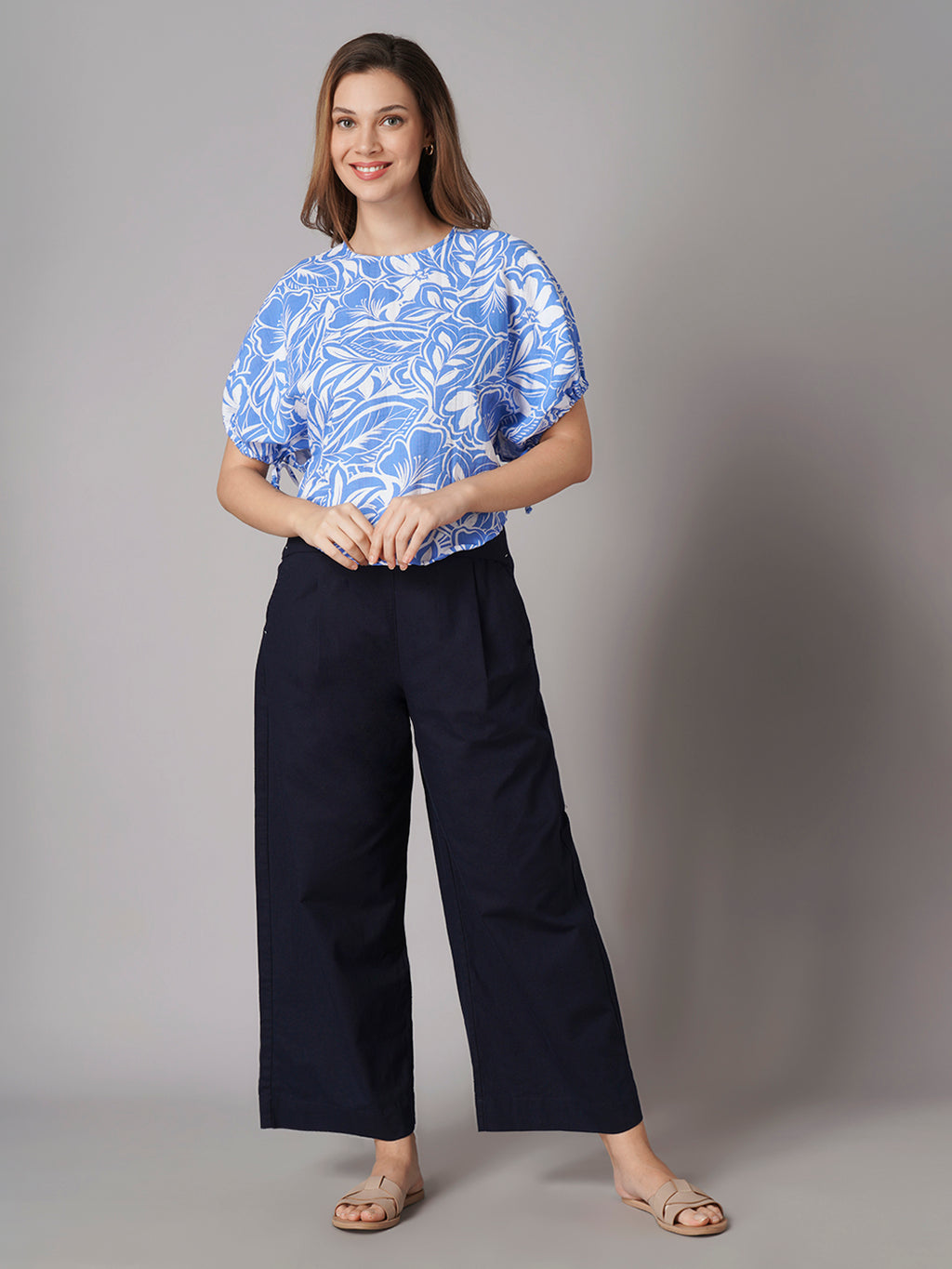 Women's 100% Cotton Regular Fit Blouse Blue