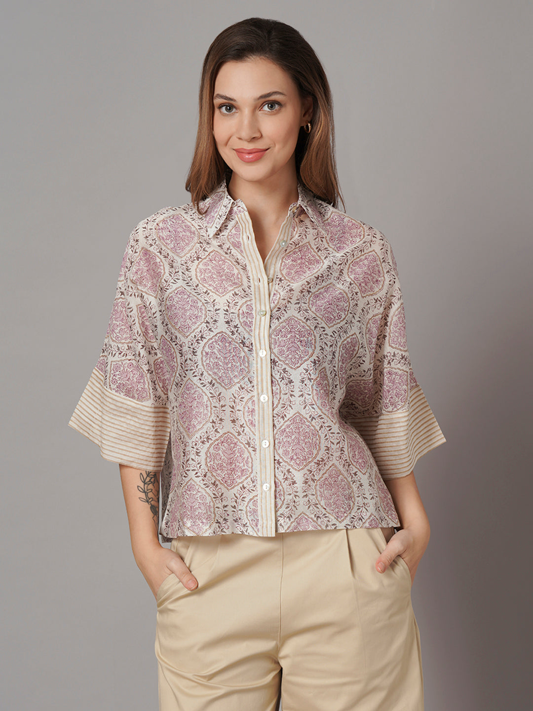 Women's Cotton Silk Boxy Fit Blouse White