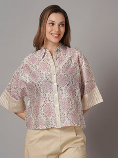 Women's Cotton Silk Boxy Fit Blouse White