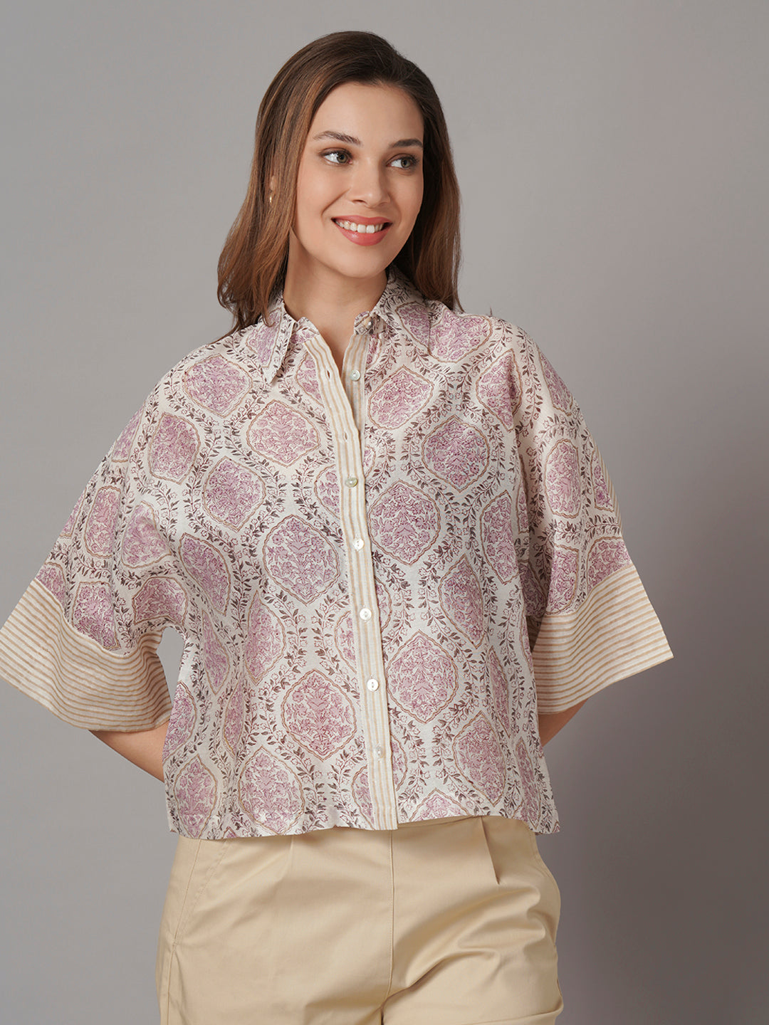 Women's Cotton Silk Boxy Fit Blouse White