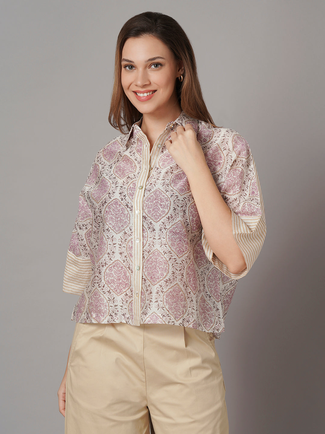 Women's Cotton Silk Boxy Fit Blouse White