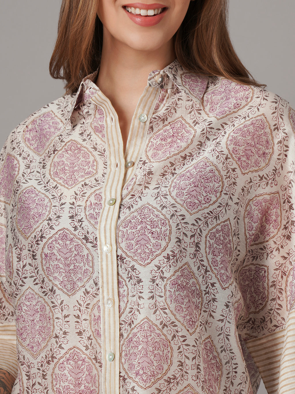 Women's Cotton Silk Boxy Fit Blouse White