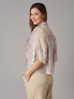 Women's Cotton Silk Boxy Fit Blouse White