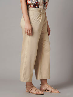 Women's Cotton Lycra Regular Fit Culotte Beige
