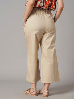 Women's Cotton Lycra Regular Fit Culotte Beige