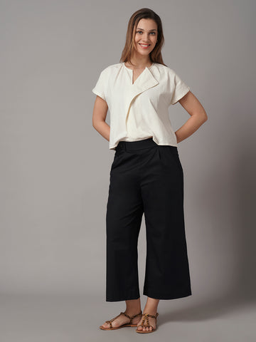 Women's Cotton Lycra Regular Fit Culotte Black