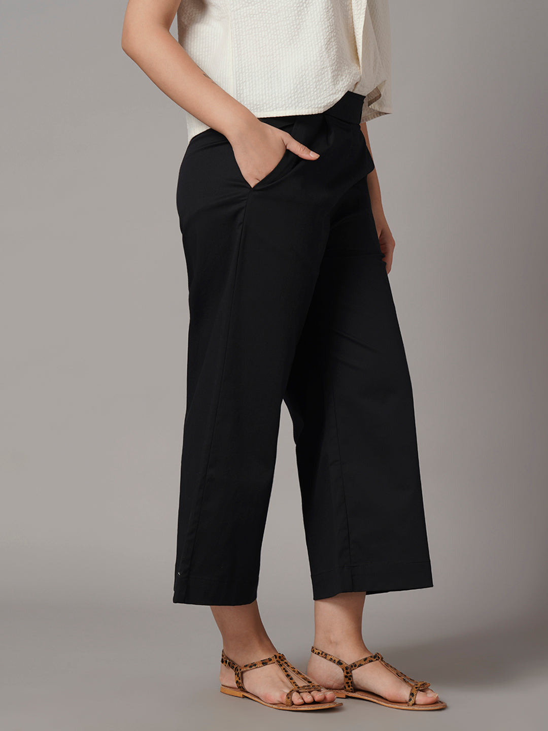Women's Cotton Lycra Regular Fit Culotte Black