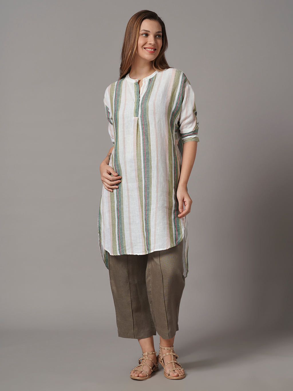 Women's 100% Linen Boxy Fit Blouse Multi
