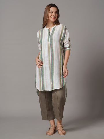 Women's 100% Linen Boxy Fit Blouse Multi