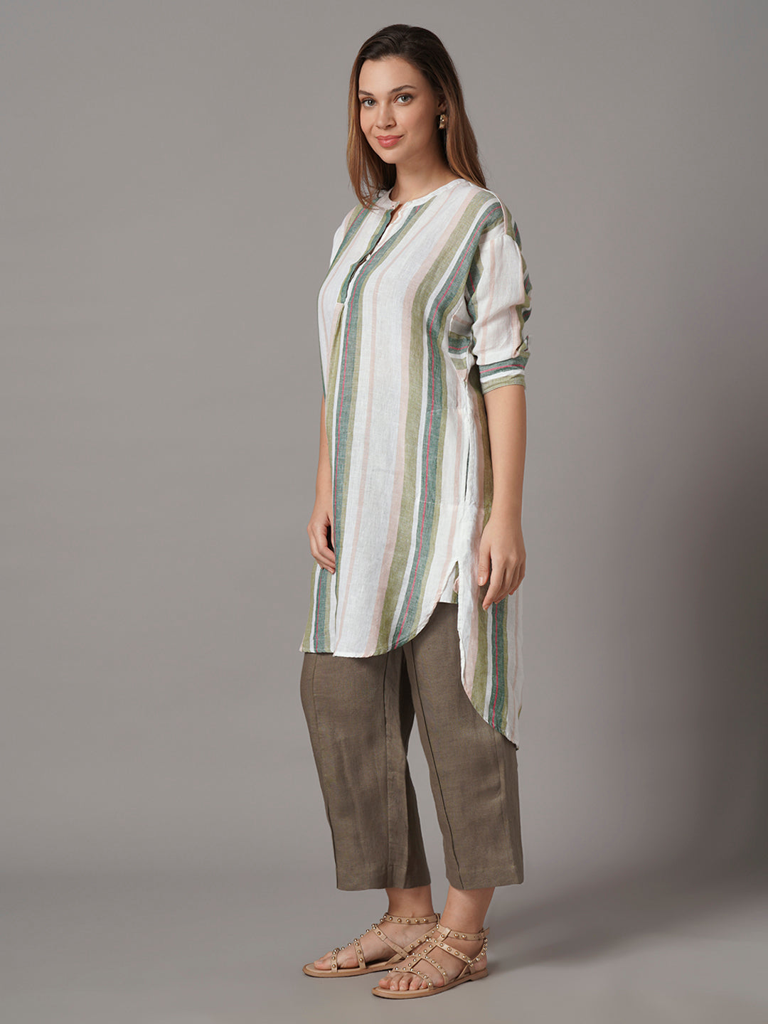 Women's 100% Linen Boxy Fit Blouse Multi