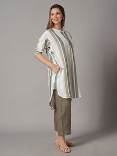 Women's 100% Linen Boxy Fit Blouse Multi