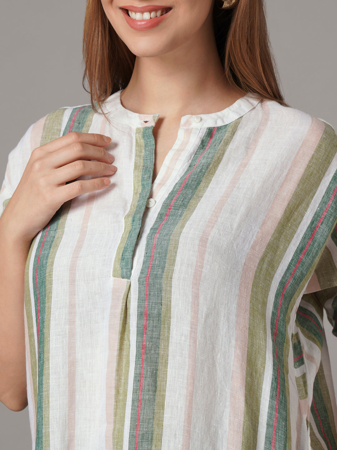 Women's 100% Linen Boxy Fit Blouse Multi