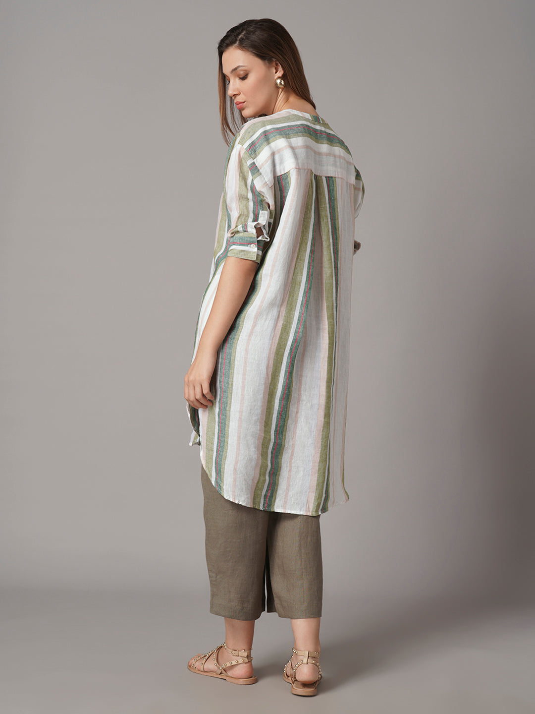 Women's 100% Linen Boxy Fit Blouse Multi