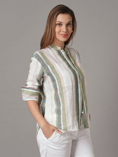 Women's 100% Linen Boxy Fit Blouse Multi
