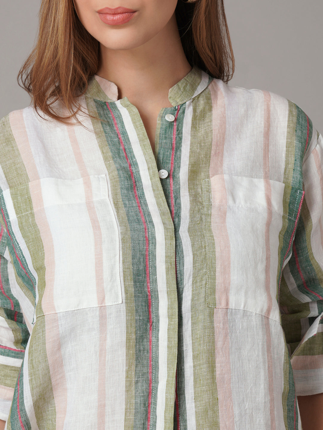 Women's 100% Linen Boxy Fit Blouse Multi