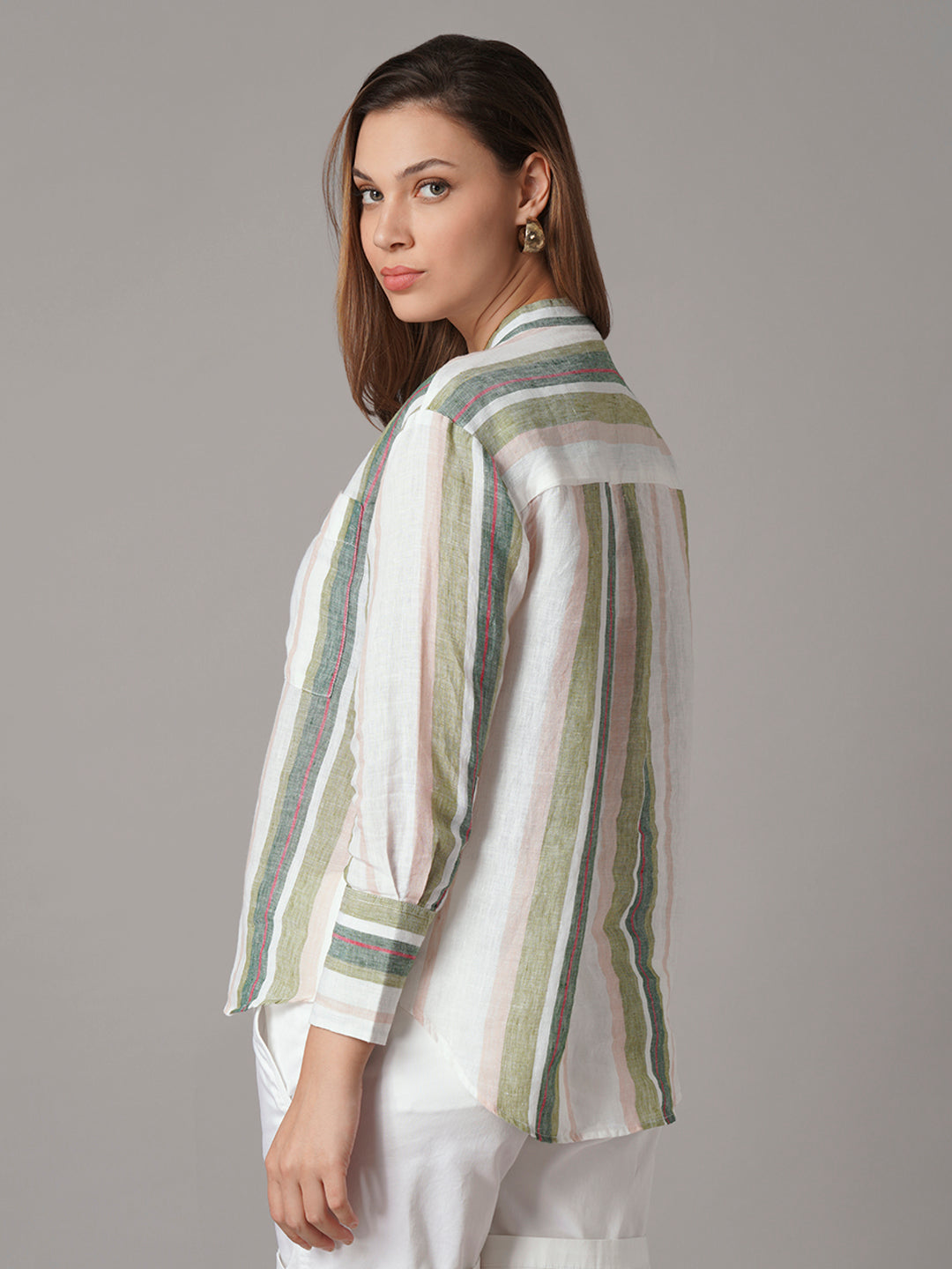 Women's 100% Linen Boxy Fit Blouse Multi