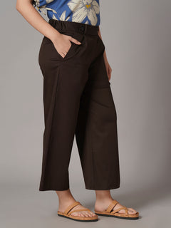 Women's Cotton Lycra Regular Fit Culotte Brown