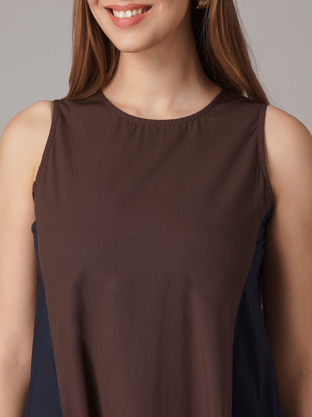 Women's Brown Cotton Lycra Regular Fit Dress