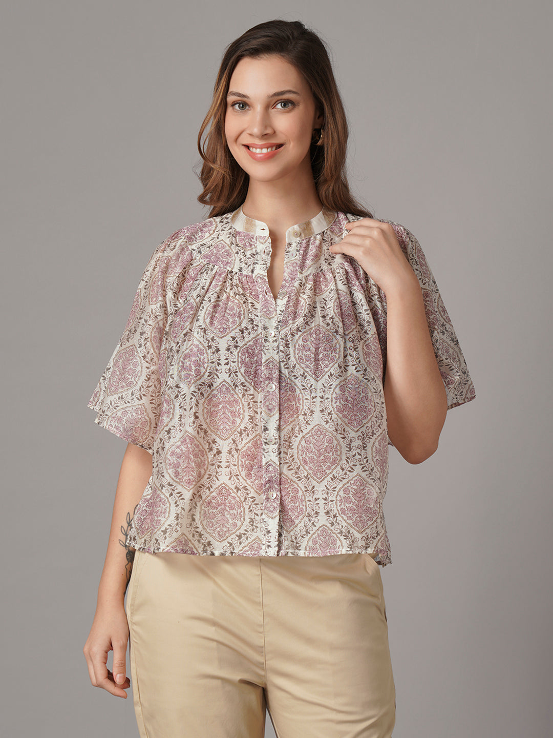 Women's Cotton Silk Regular Fit Blouse White