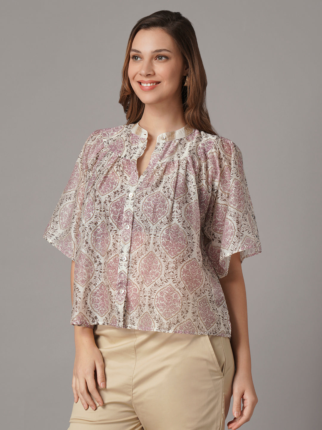 Women's Cotton Silk Regular Fit Blouse White