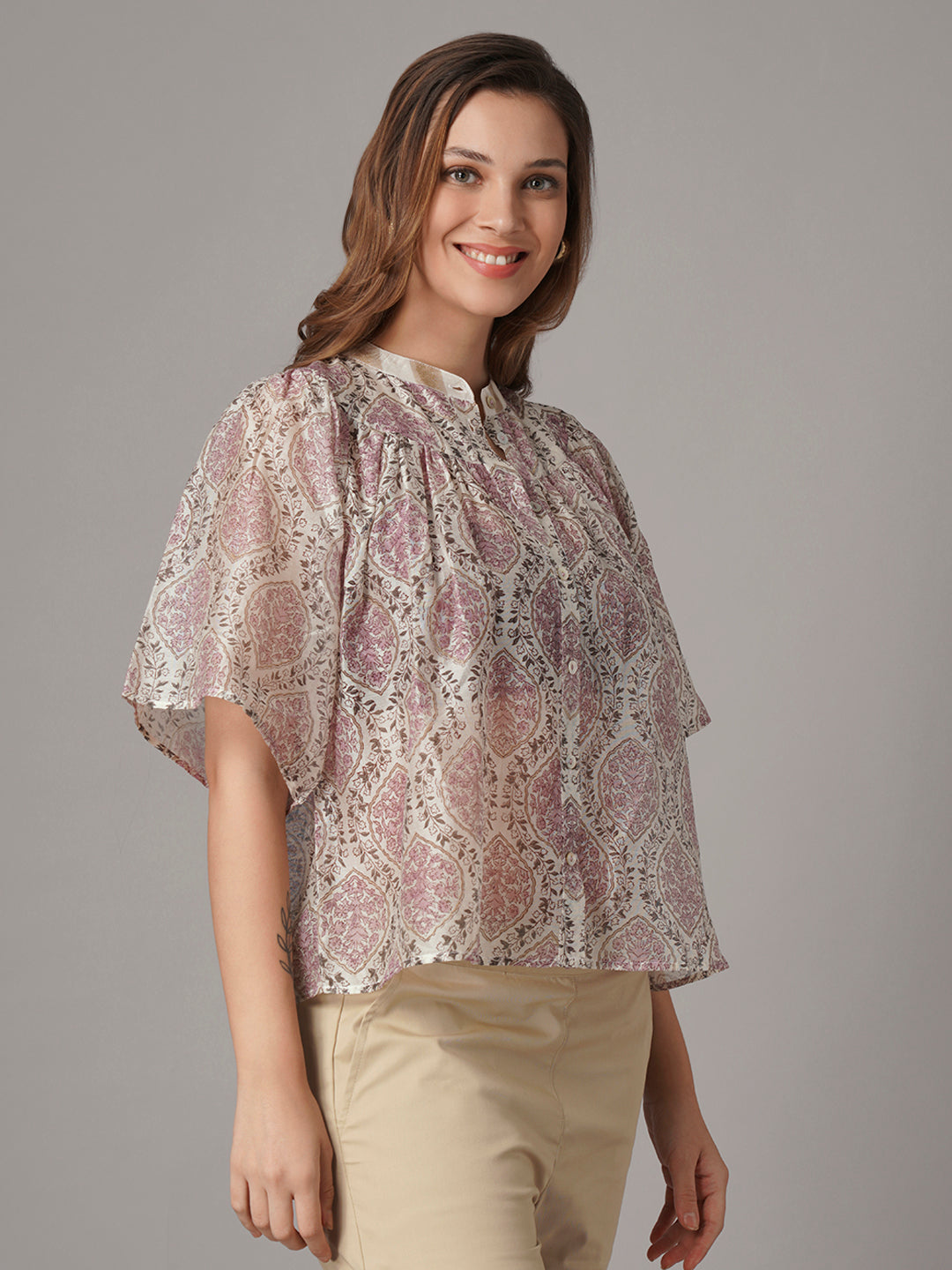 Women's Cotton Silk Regular Fit Blouse White