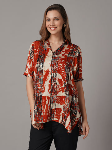 Women's Modal Viscose Boxy Fit Blouse Red