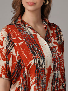 Women's Modal Viscose Boxy Fit Blouse Red
