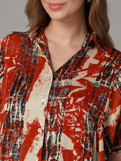 Women's Modal Viscose Boxy Fit Blouse Red