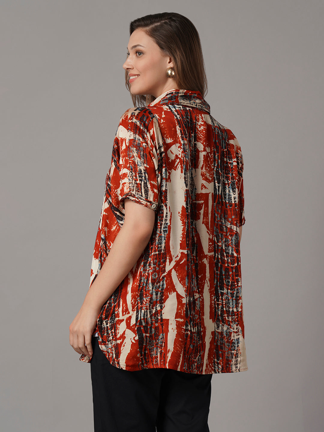 Women's Modal Viscose Boxy Fit Blouse Red