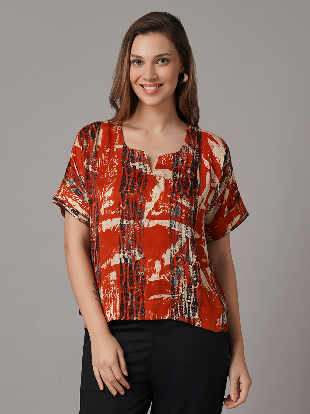 Women's Modal Viscose Relax Fit Blouse Red