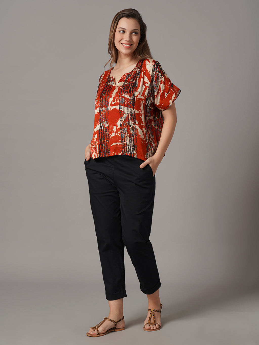 Women's Modal Viscose Relax Fit Blouse Red
