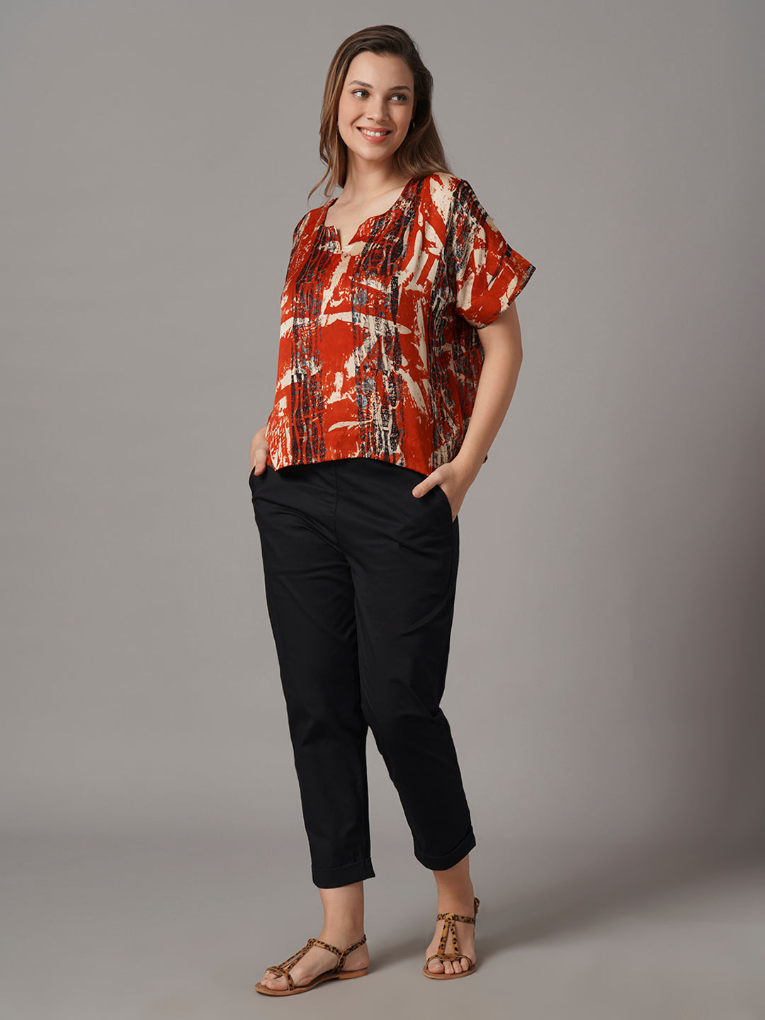 Women's Modal Viscose Relax Fit Blouse Red