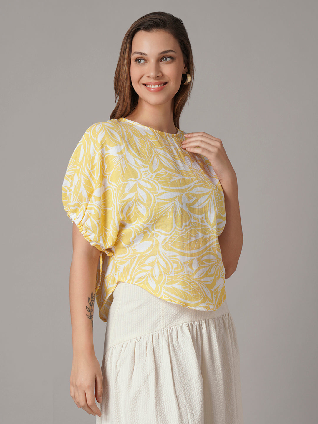 Women's 100% Cotton Regular Fit Blouse Yellow