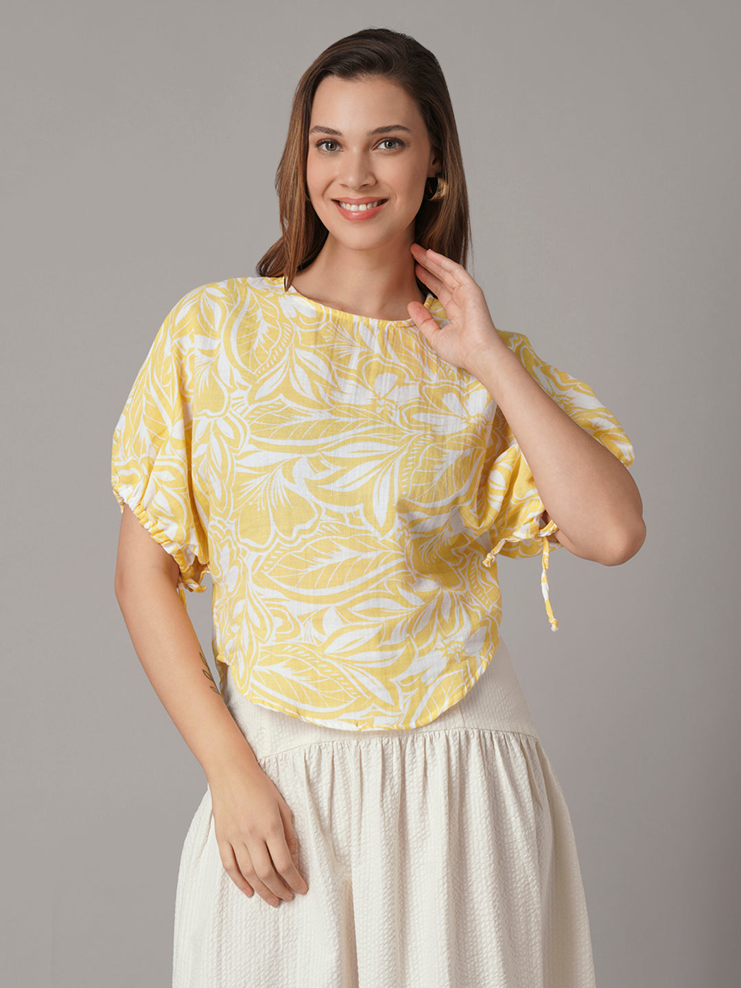 Women's 100% Cotton Regular Fit Blouse Yellow
